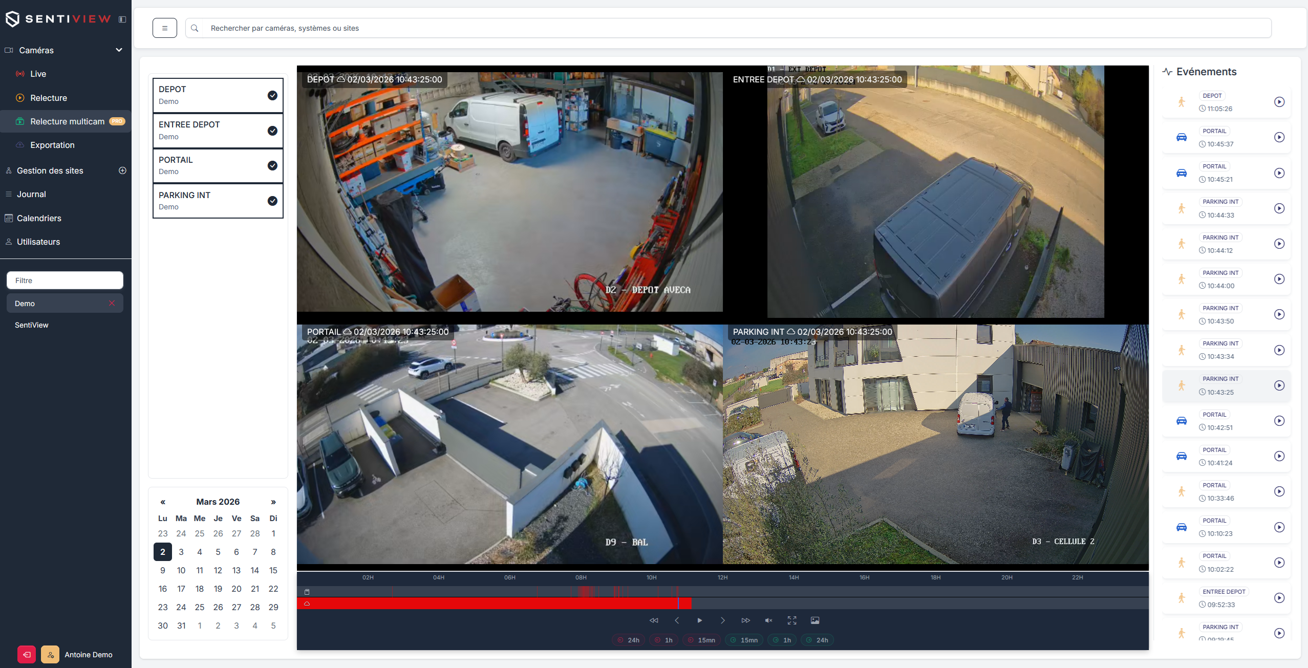 Interface VideoWall SentiView Murs d'Images